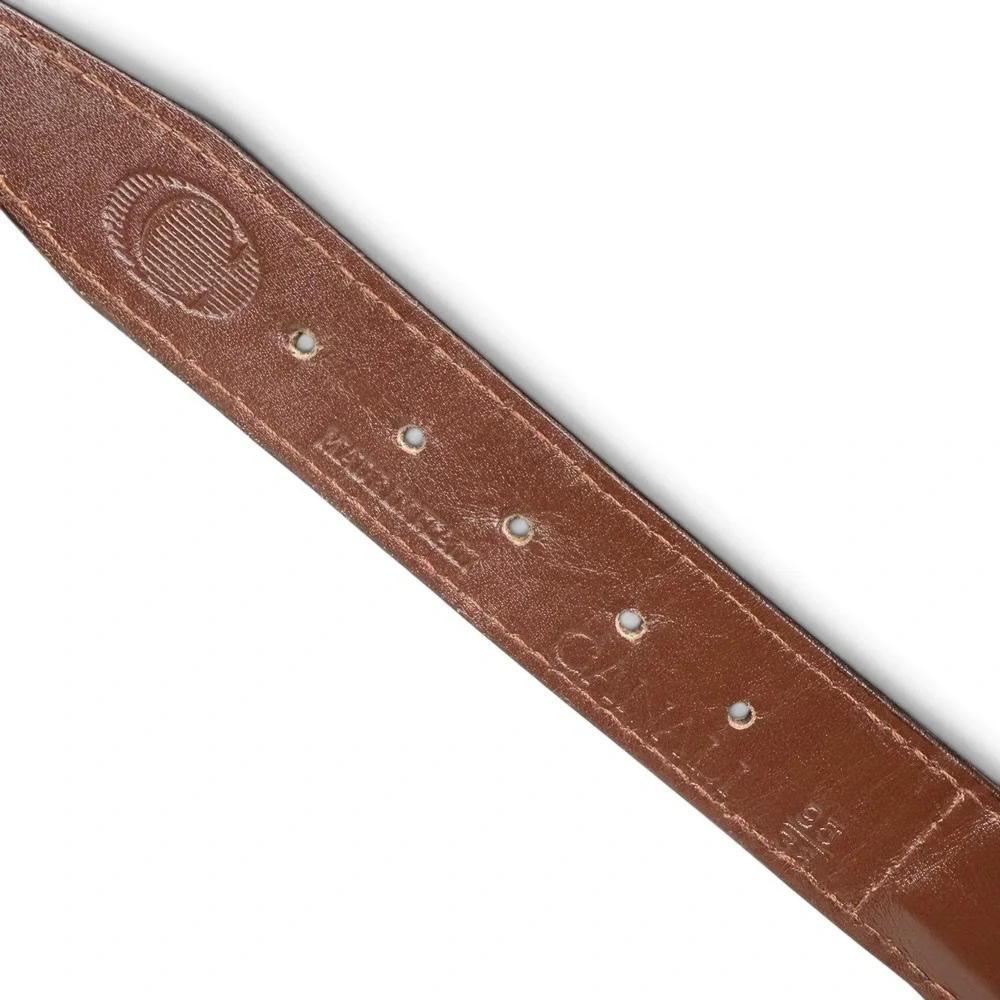 Canali Braided Leather Belt Size 38 Brown Green Made In Italy Gold Buckle